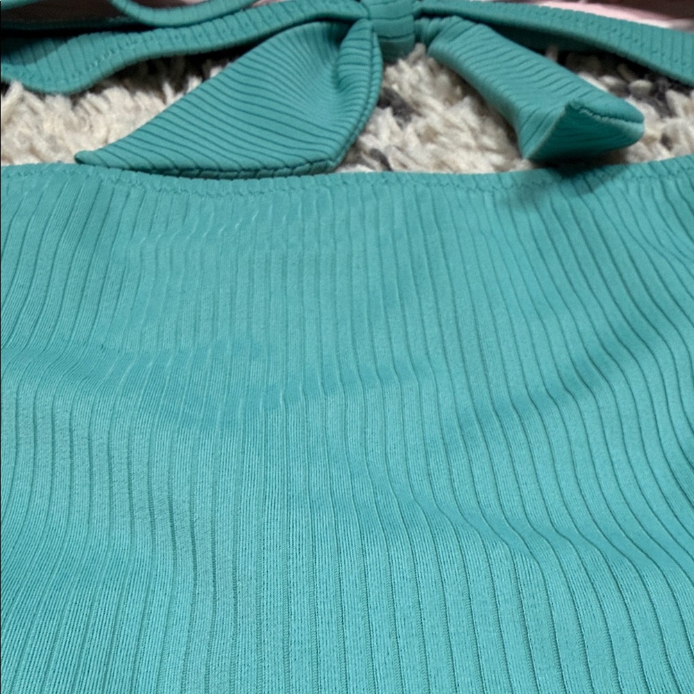 Shade & Shore Ribbed Teal Women's Swim Set - Top Size 34C, Bottom Size L - Picture 11 of 11